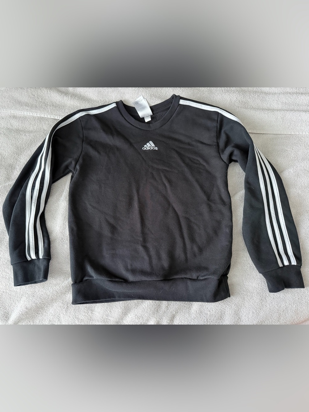 adidas Black Sweatshirt with White Shoulder Stripes